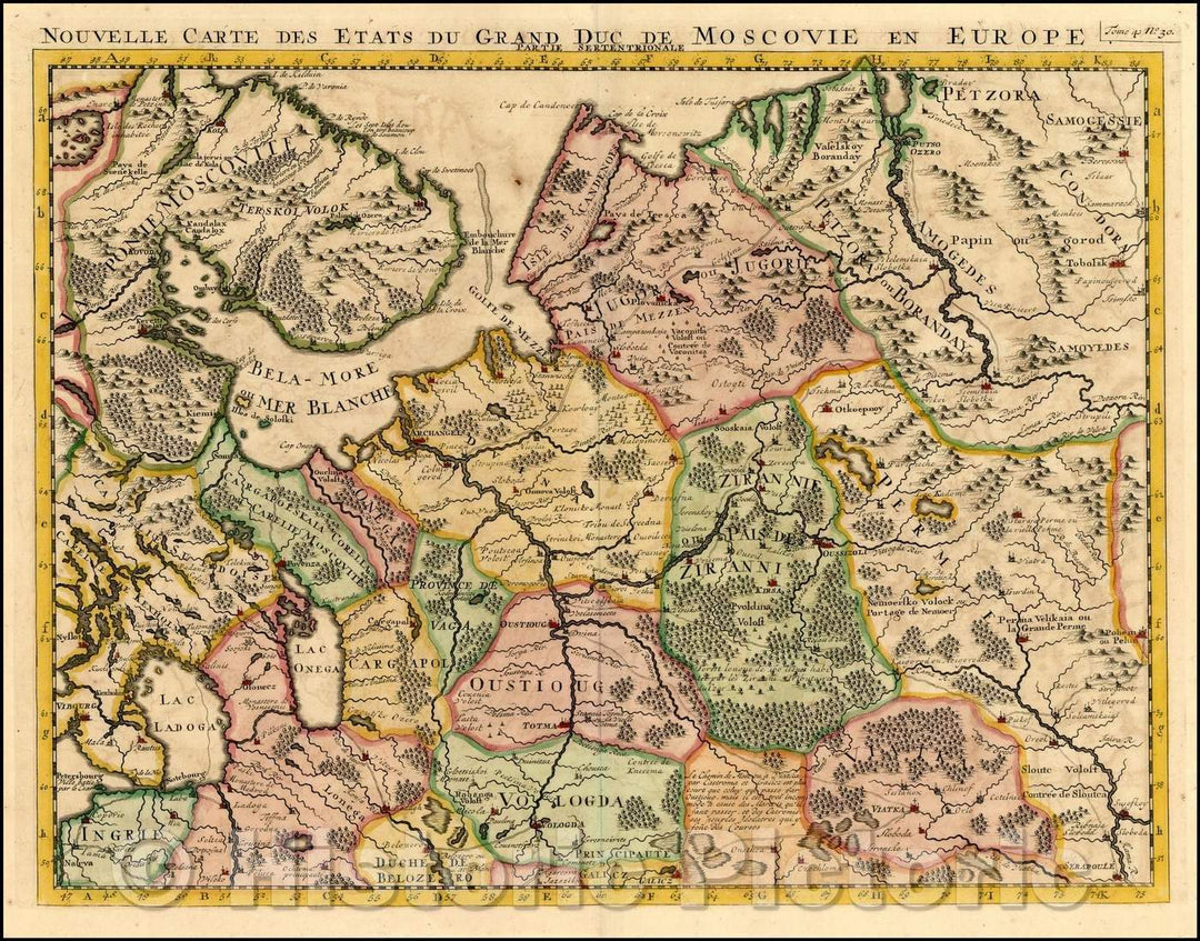 Historic Map - Nouvelle Carte Des Etats Du Grand Duc De Moscovie En Europe Partie Septentrionale/Map of the Northern part of Russia, 1714, Henri Chatelain - Vintage Wall Art