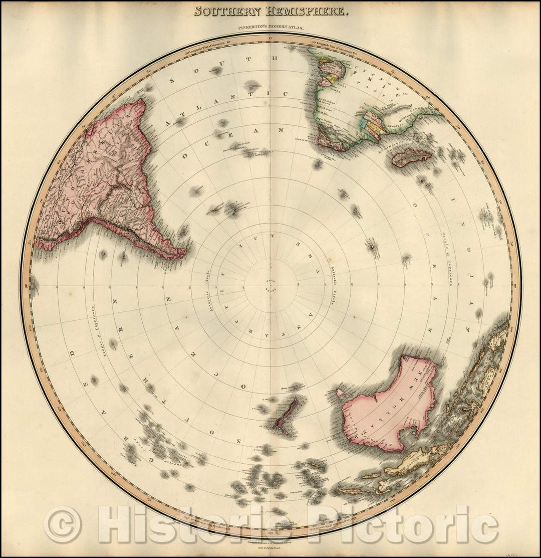 Historic Map - Southern Hemisphere, 1812, John Pinkerton v1