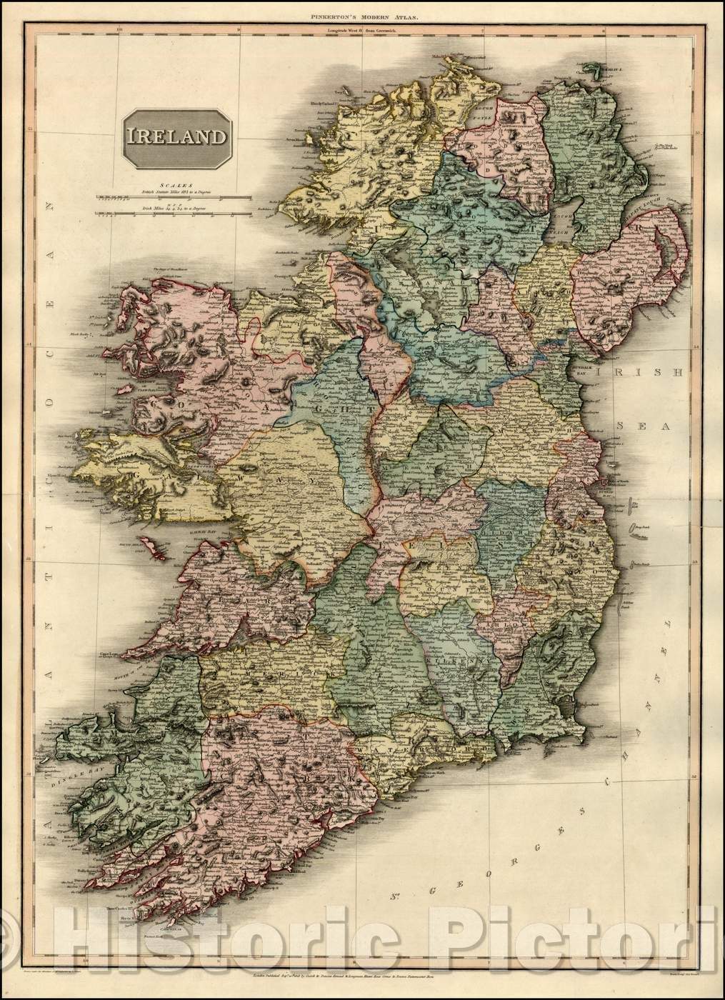 Historic Map - Ireland, 1812, John Pinkerton v1