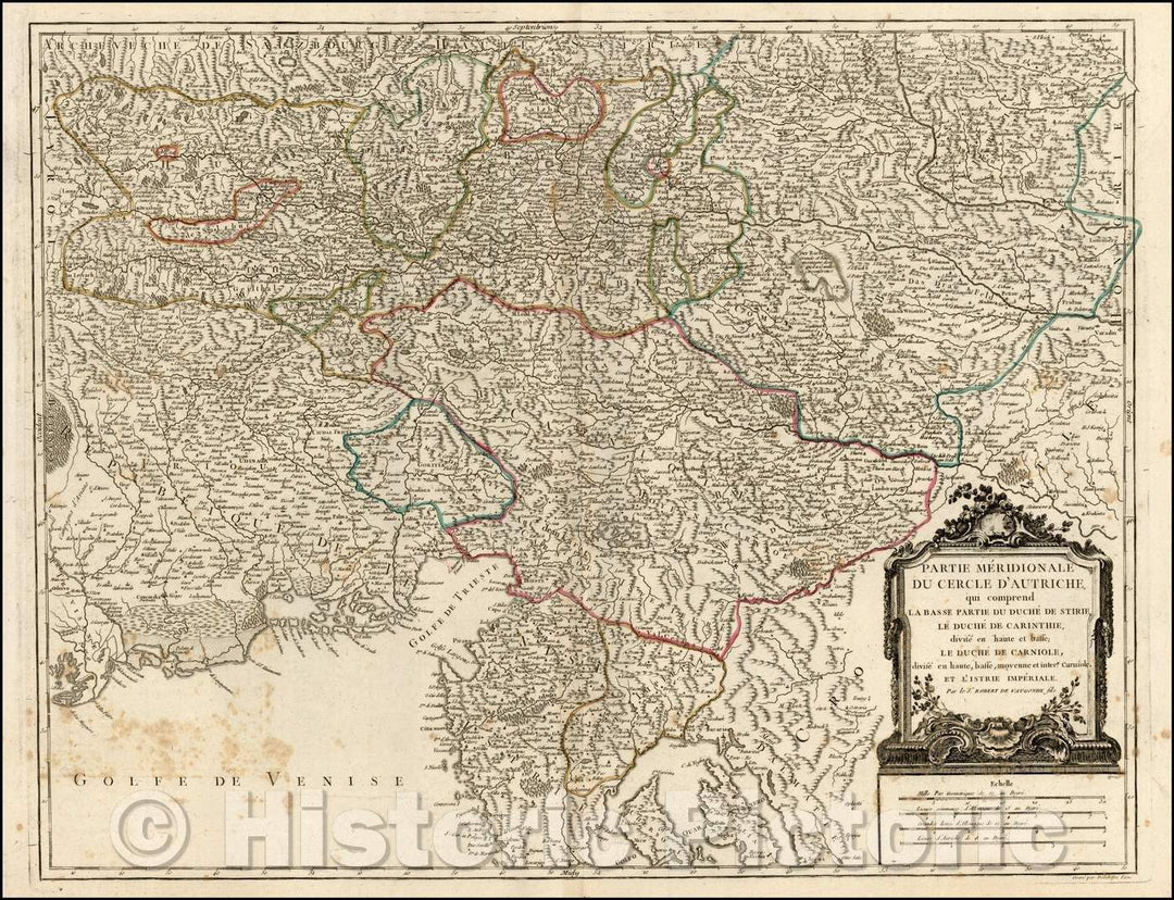 Historic Map - Partie Meridionale Du Cercle D'Autriche, qui comprend La Basse Partie Du Duche De Stirie/Region north of the Gulf of Venice, Istria, 1785 - Vintage Wall Art