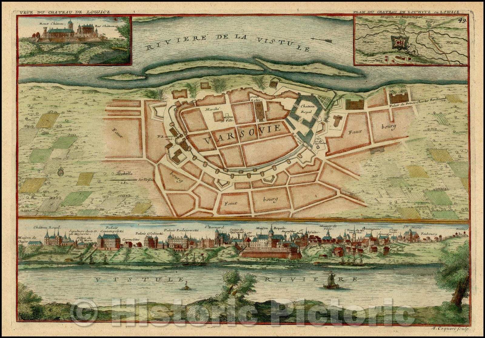 Historic Map - Varsovie [Plan and View of Warsaw], 1705, Nicolas de Fer v1