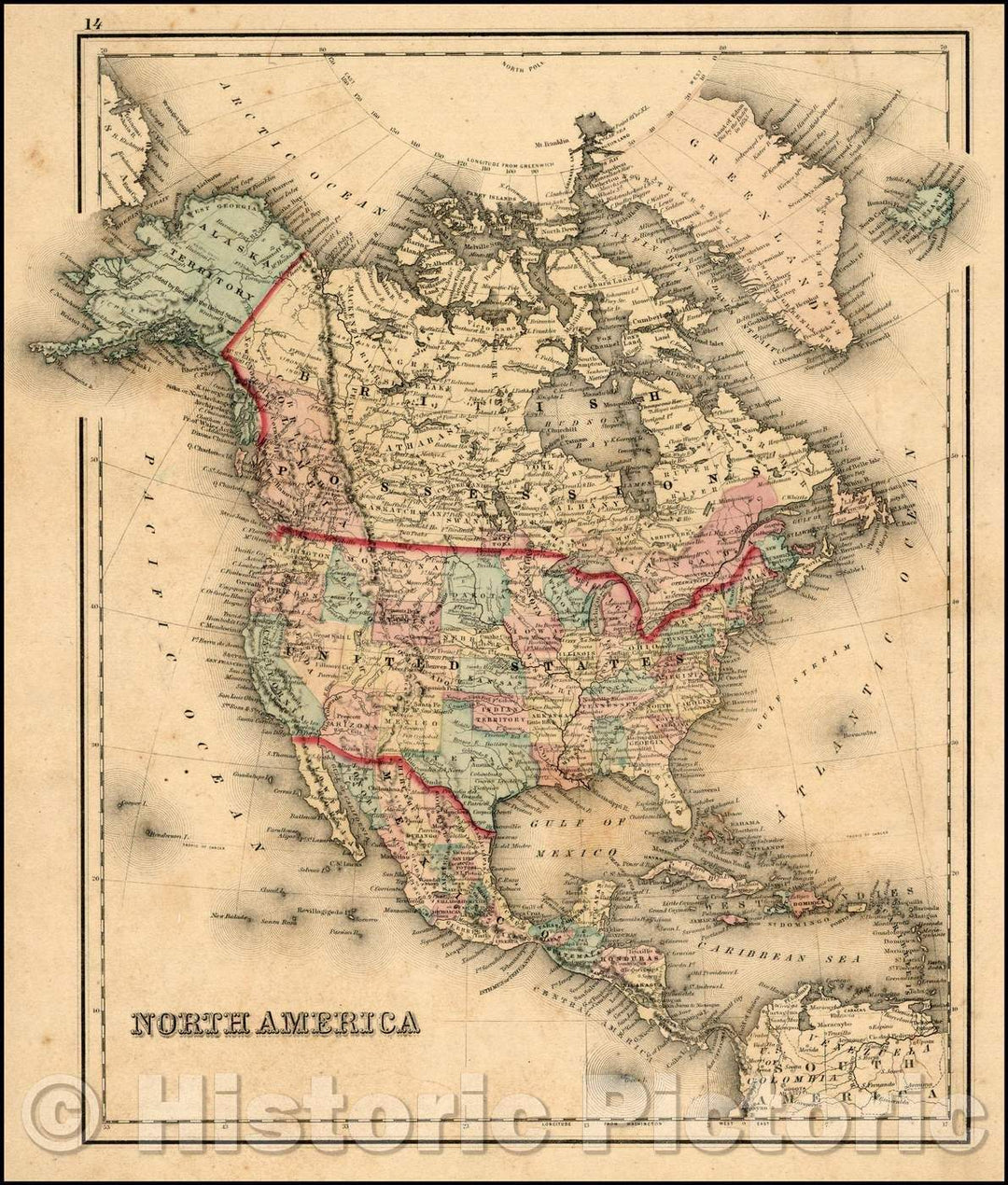 Historic Map - North America, 1873, O.W. Gray v2