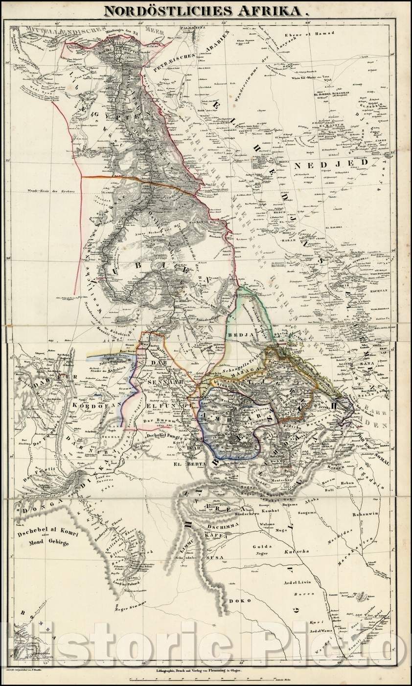 Historic Map - Nordostiliches Afrika/Nordostiliches Africa, 1842, Carl Flemming - Vintage Wall Art