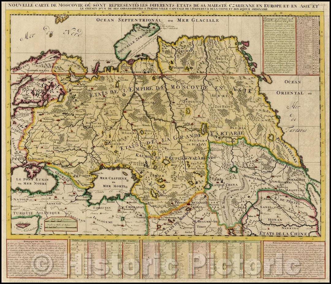 Historic Map - Nouvelle Carte De Moscovie Ou Sont Representes Les Differents Etats De Se Maiesete Czarienne En Europe Et En Asie, 1720, Henri Chatelain v1