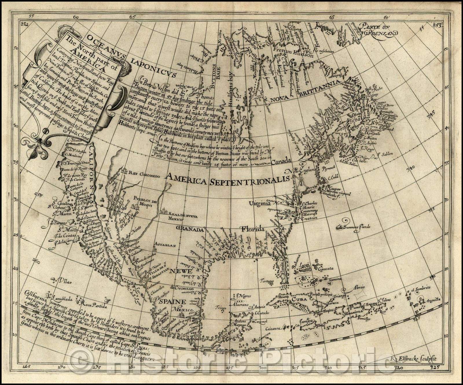 Historic Map - The North part of America Conteyning Newfoundland, new England, Virginia, Florida, new Spaine, and Noua Francia, 1625, Henry Briggs v1