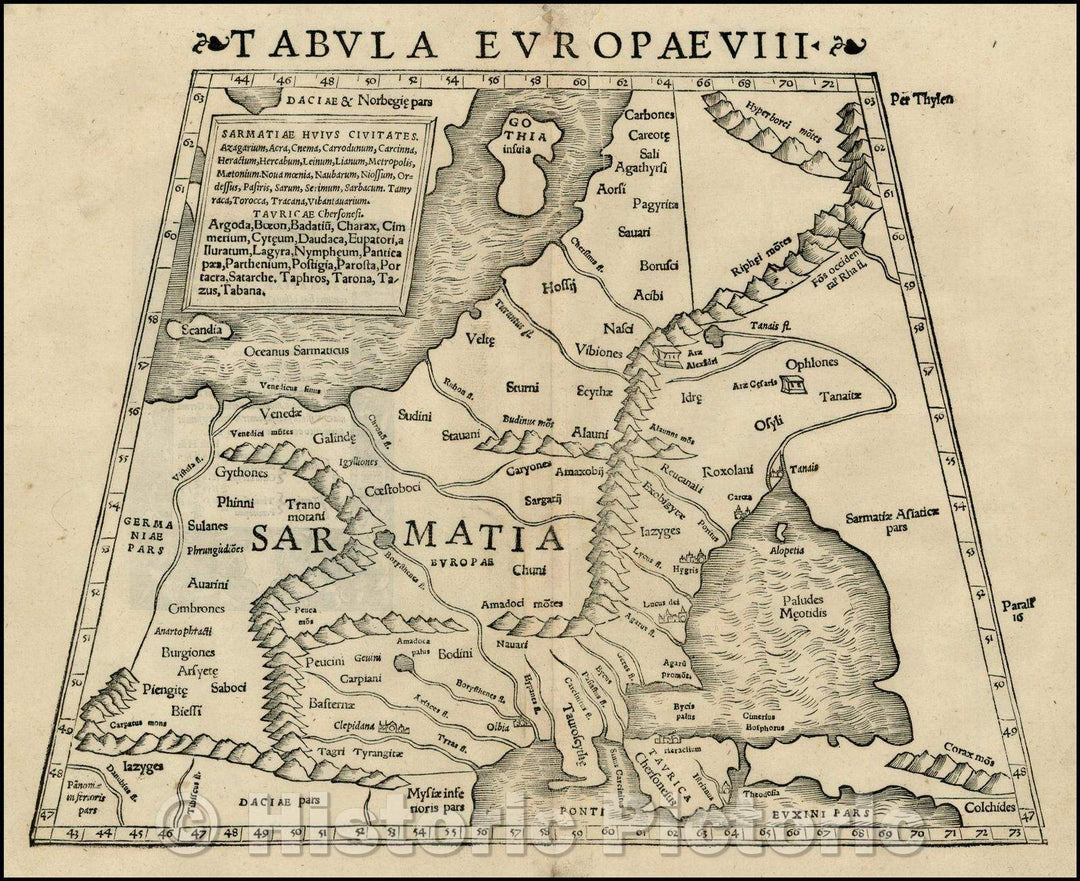 Historic Map - Europae Tabula VIII [Russia, Ukraine, Baltic, Scandinavia :: European Table 8 [Russia, Ukraine, Baltic, Scandinavia, 1542 - Vintage Wall Art