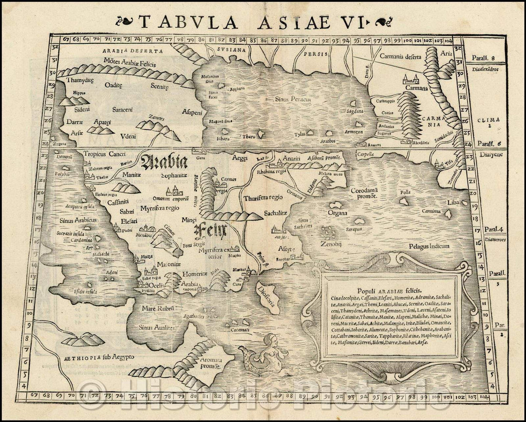 Historic Map - Tabula Asiae VI Arabia and Persian Gulf, 1542, Sebastian M?nster - Vintage Wall Art