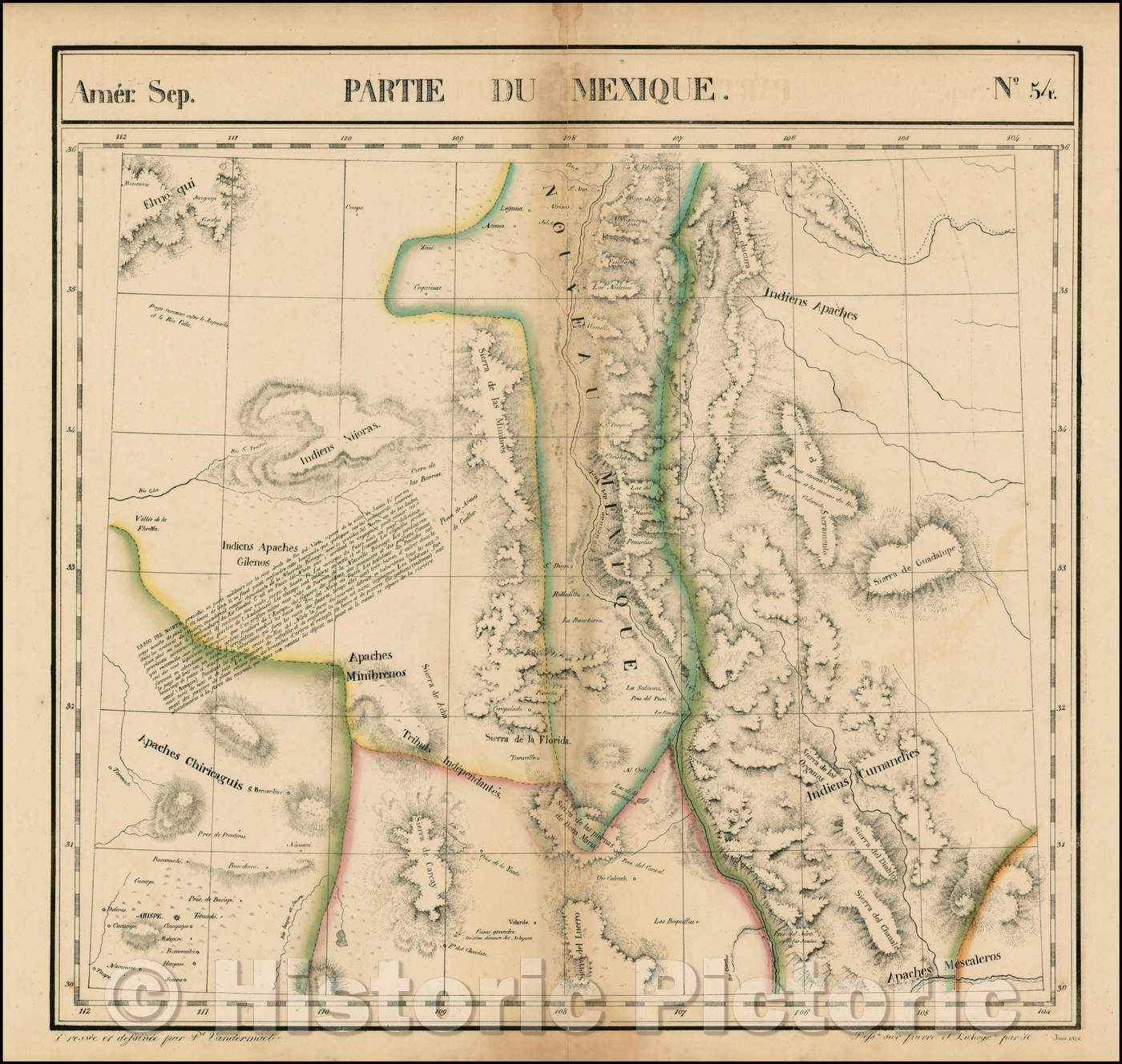 Historic Map - Amer. Sep. No. 54 Partie Du Mexique Texas, New Mexico, 1825, Philippe Marie Vandermaelen v2