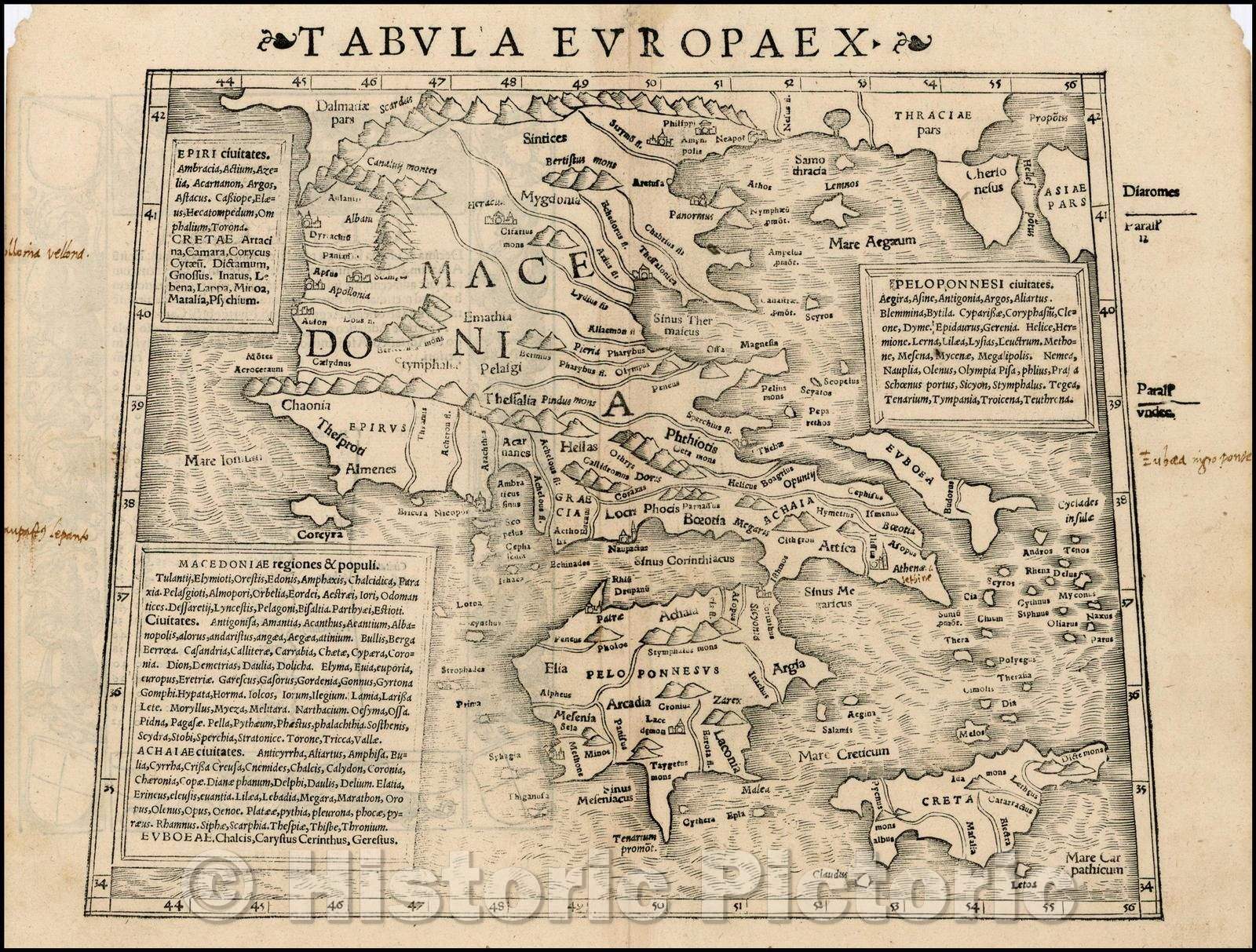 Historic Map - Tabula Europae X Greece & Turkey, 1542, Sebastian M?nster - Vintage Wall Art