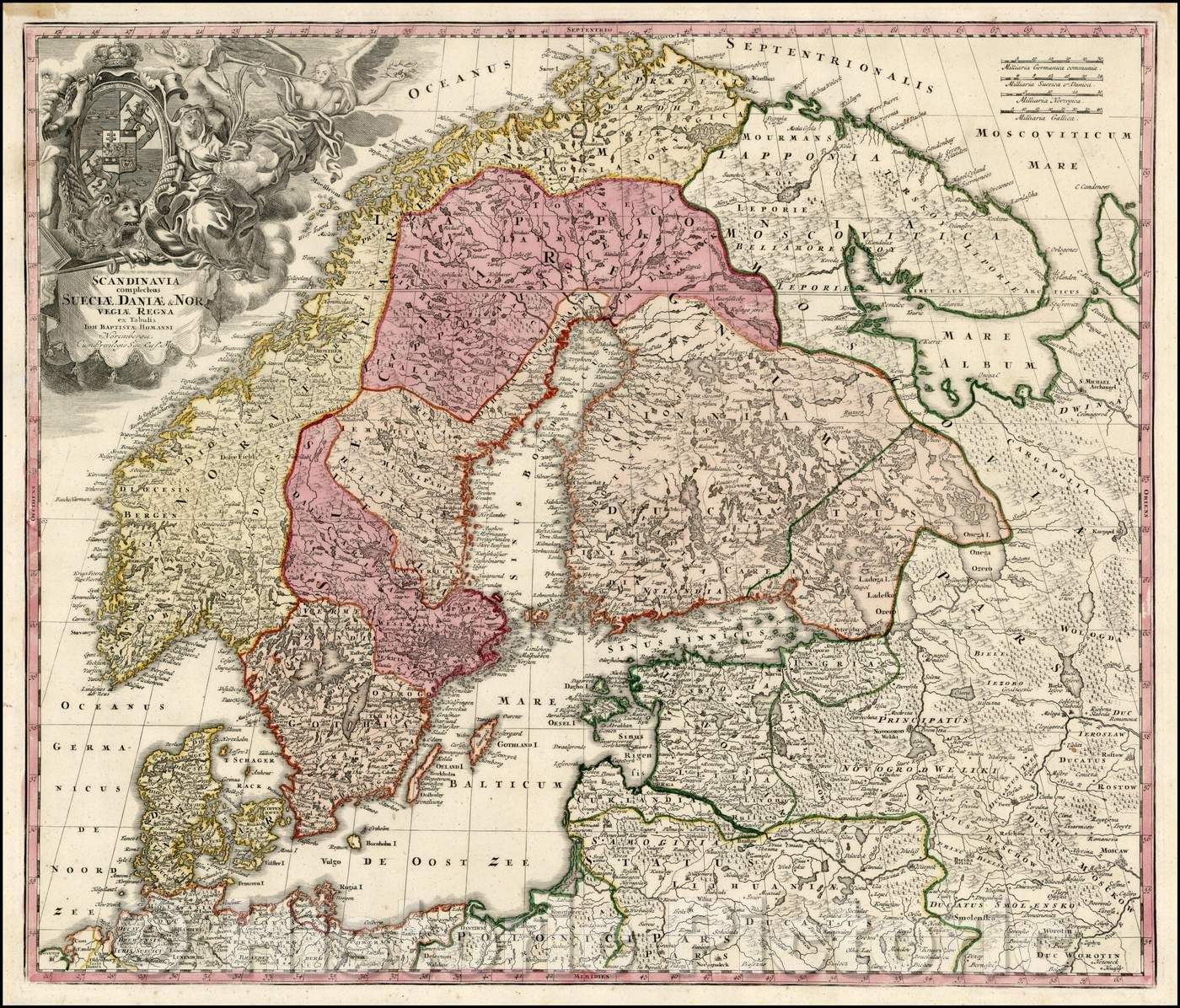 Historic Map - Scandinavia complectens Sueciae, Daniae & Norvegiae Regna ex Tabulis, 1720, Johann Baptist Homann v1