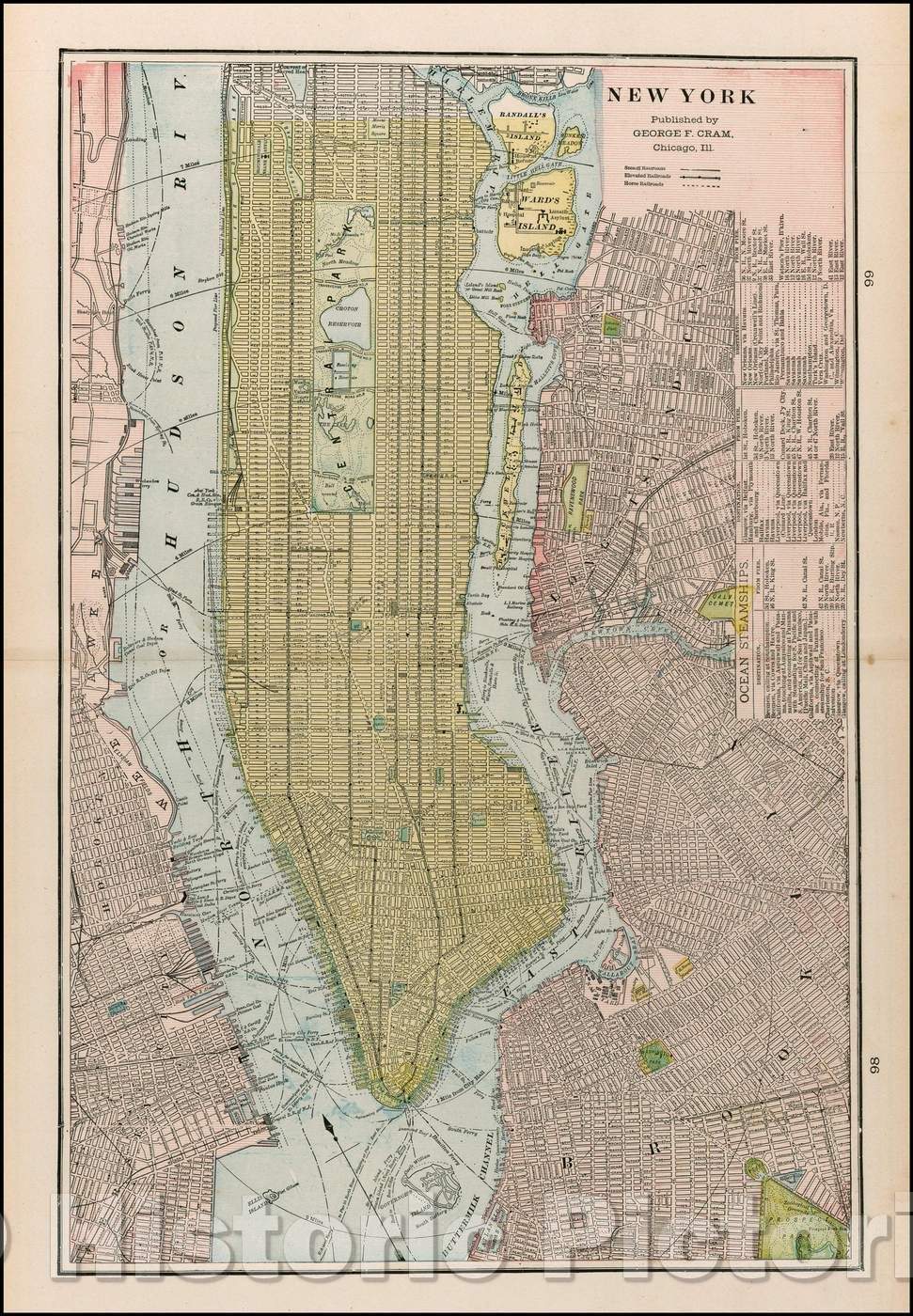 Historic Map - New York [Plan of New York City], 1901, George F. Cram - Vintage Wall Art