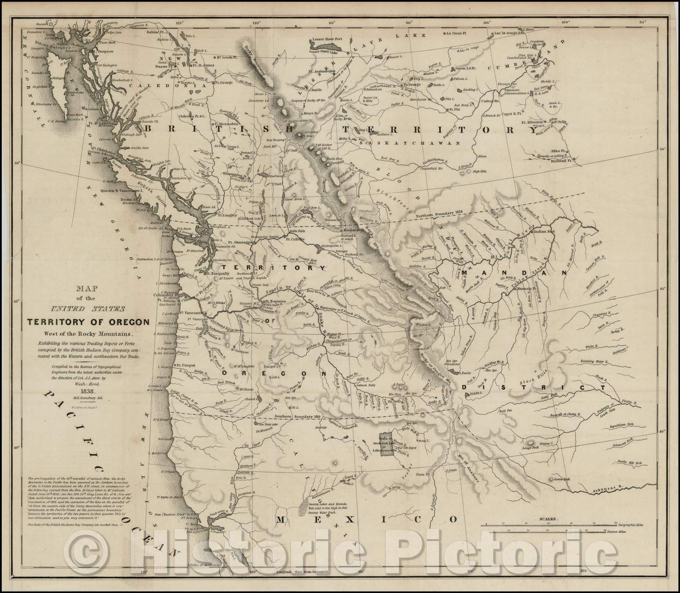 Historic Map - Map of the United States Territory of Oregon West of the Rocky Mountains, 1838, Washington Hood v1