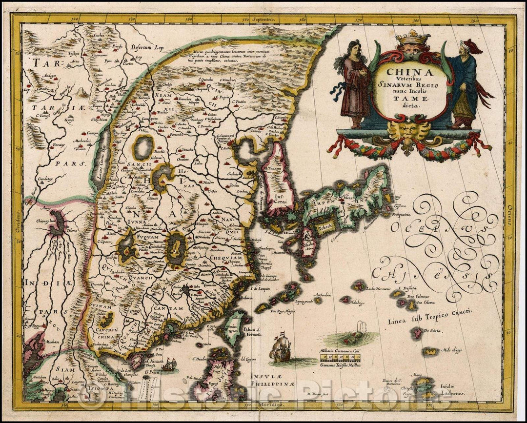 Historic Map - China Veteribus Sinarum Regio numc Incolis Tame, 1636, Matthaus Merian v1