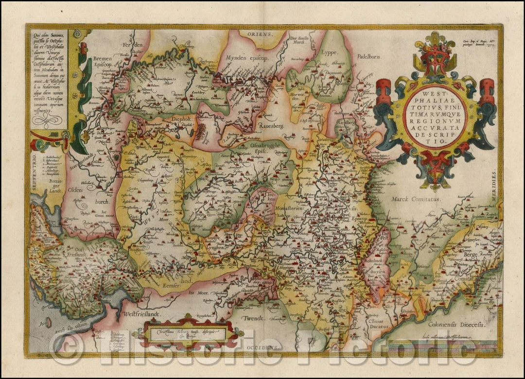 Historic Map - Westphaliae Totius, Finitimarumque Regionum Accurata/Germany, from Cologne and Dusseldor, 1584, Abraham Ortelius v2