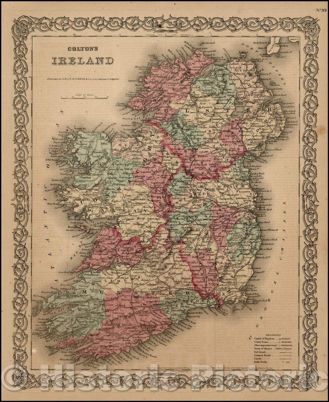 Historic Map - Colton's Ireland, 1862, Joseph Hutchins Colton v1