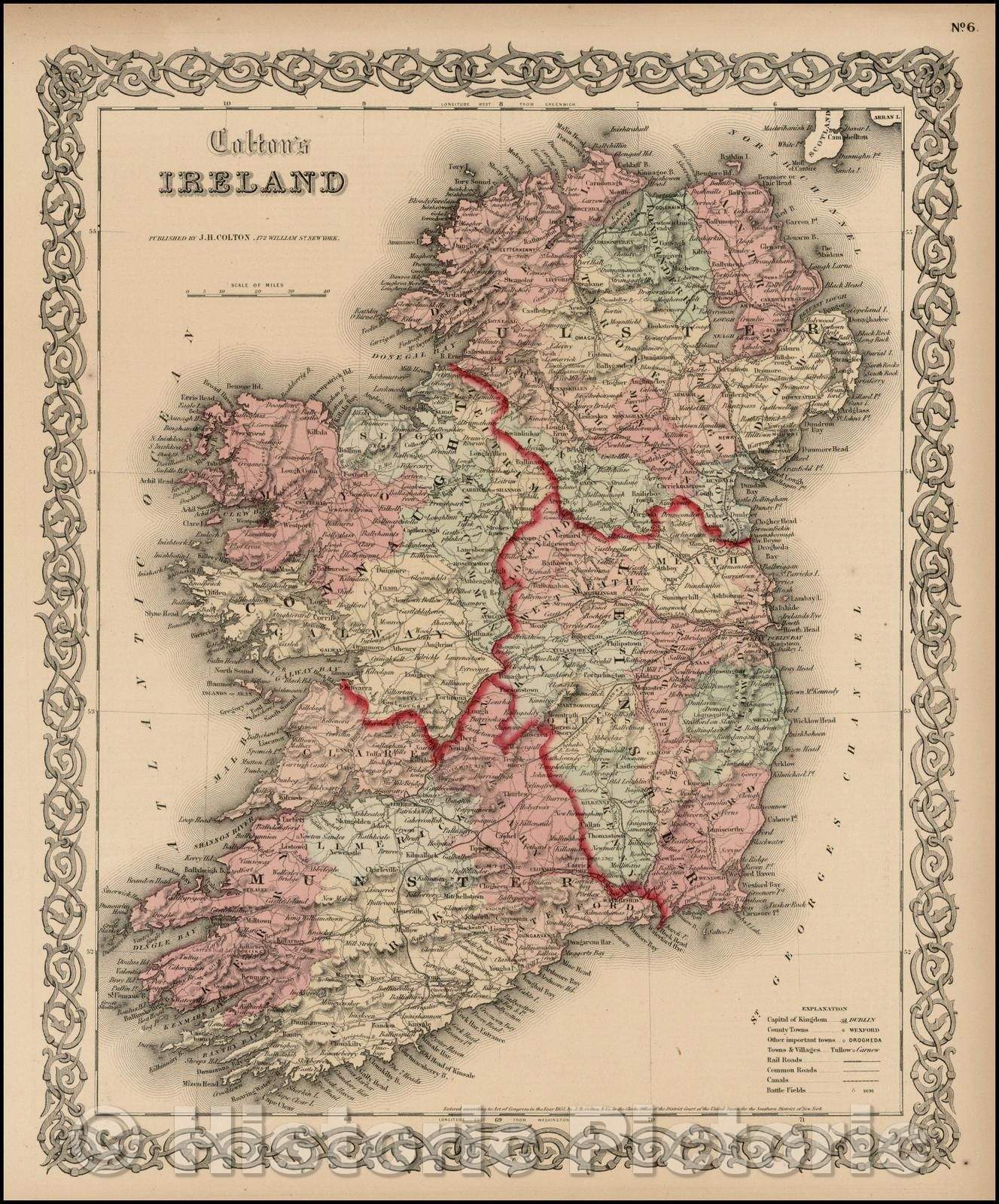 Historic Map - Colton's Ireland, 1862, Joseph Hutchins Colton v2