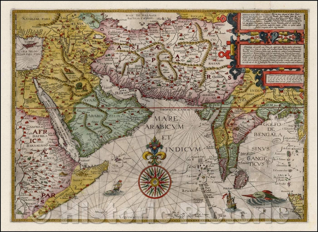 Historic Map - Orae maritimae Abexiae, freti Mecani: al. Maris Rubri: Arabiae Freti Mecani: al Maris Rubri: Arabiae, Ormi, Persiae, 1596 v1