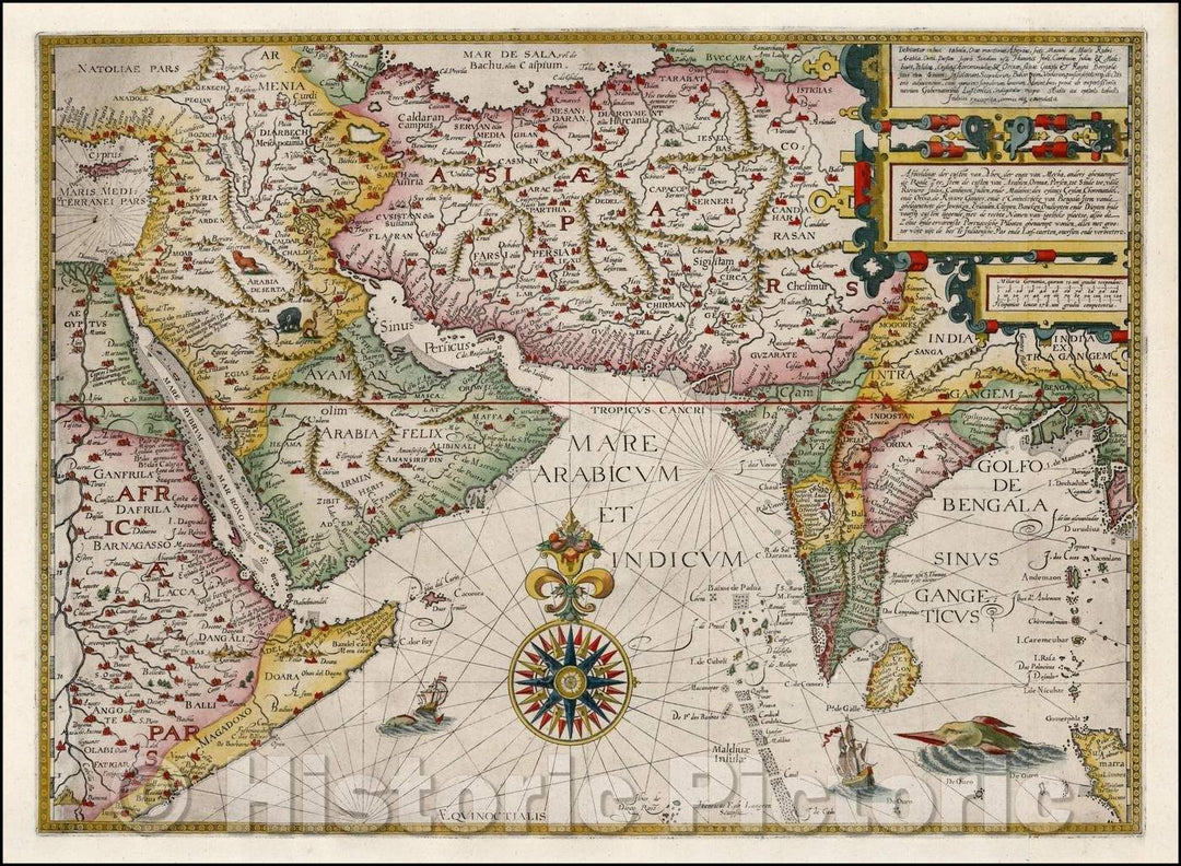 Historic Map - Orae maritimae Abexiae, freti Mecani: al. Maris Rubri: Arabiae Freti Mecani: al Maris Rubri: Arabiae, Ormi, Persiae, 1596 v2