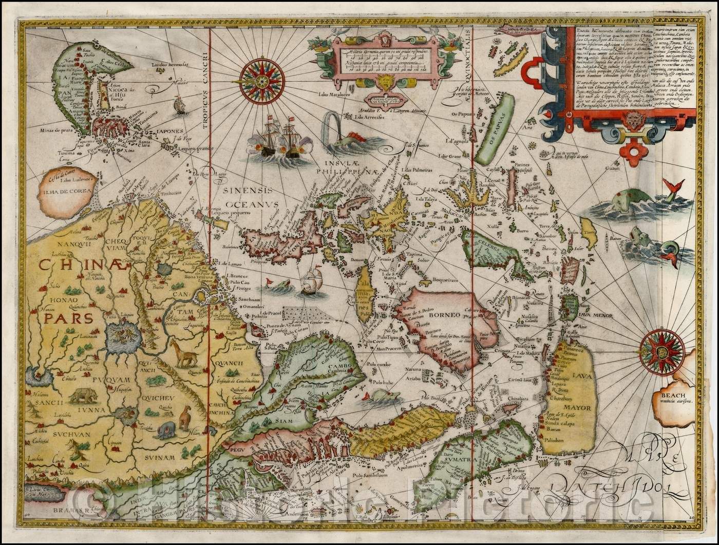 Historic Map - Exacta & Accurata Delineatio cum Orarum Maritimarum tum etjam locorum terrestrium quae in Regionibus China, Cauchinchina, Camboja sive Champa, 1596 v2