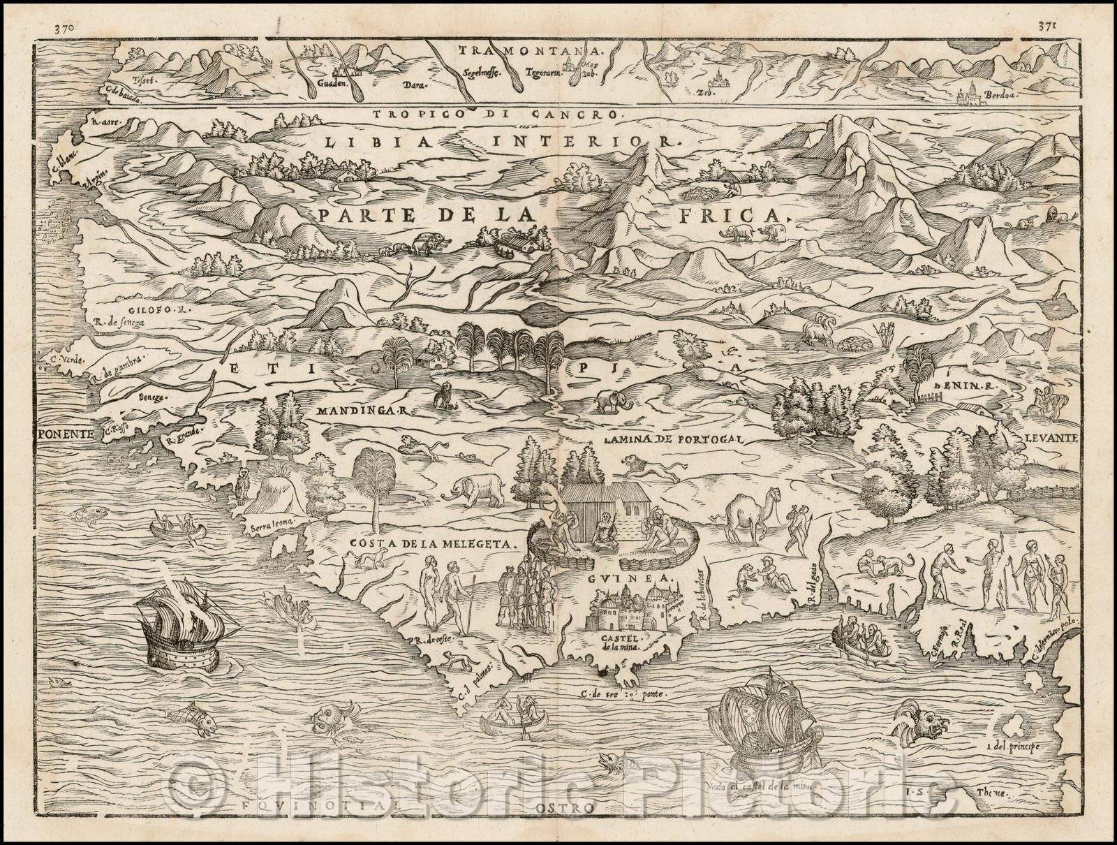 Historic Map - Parte Del 'Africa, 1556, Giovanni Battista Ramusio - Vintage Wall Art