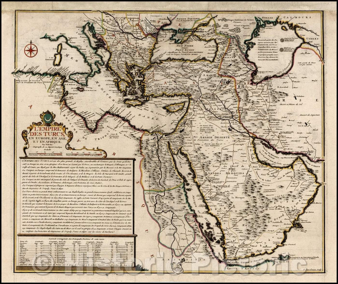 Historic Map - L'Empire Des Turcs, En Europe, En Asie, et En Afrique, 1715, Nicolas de Fer - Vintage Wall Art