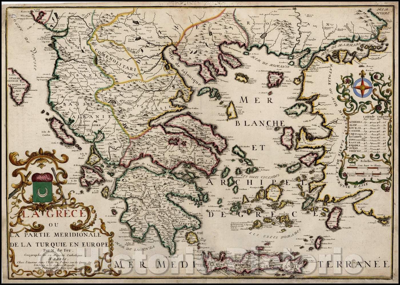 Historic Map - La Grece ou La Partie Meridionale De La Turquie En Europe, 1715, Nicolas de Fer v1