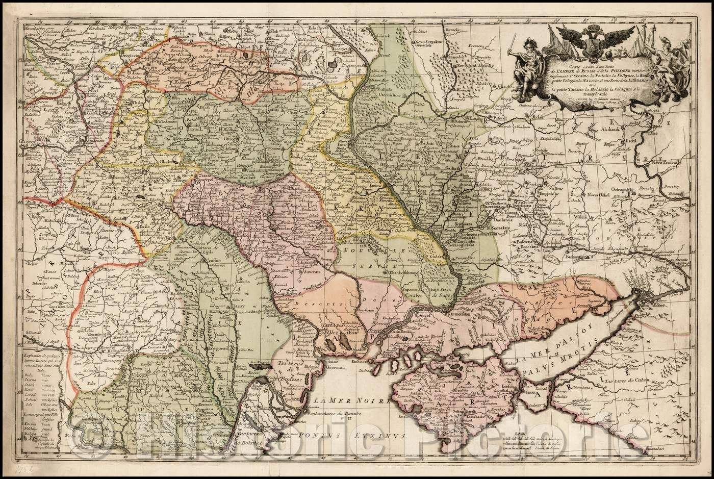 Historic Map - Carte exacte d'une Partie de L'Empire de Russie et de la Pologne meridionale :: Russian Empire,Poland, Ukraine, Podolia, Volhynia, Russia, 1769 - Vintage Wall Art