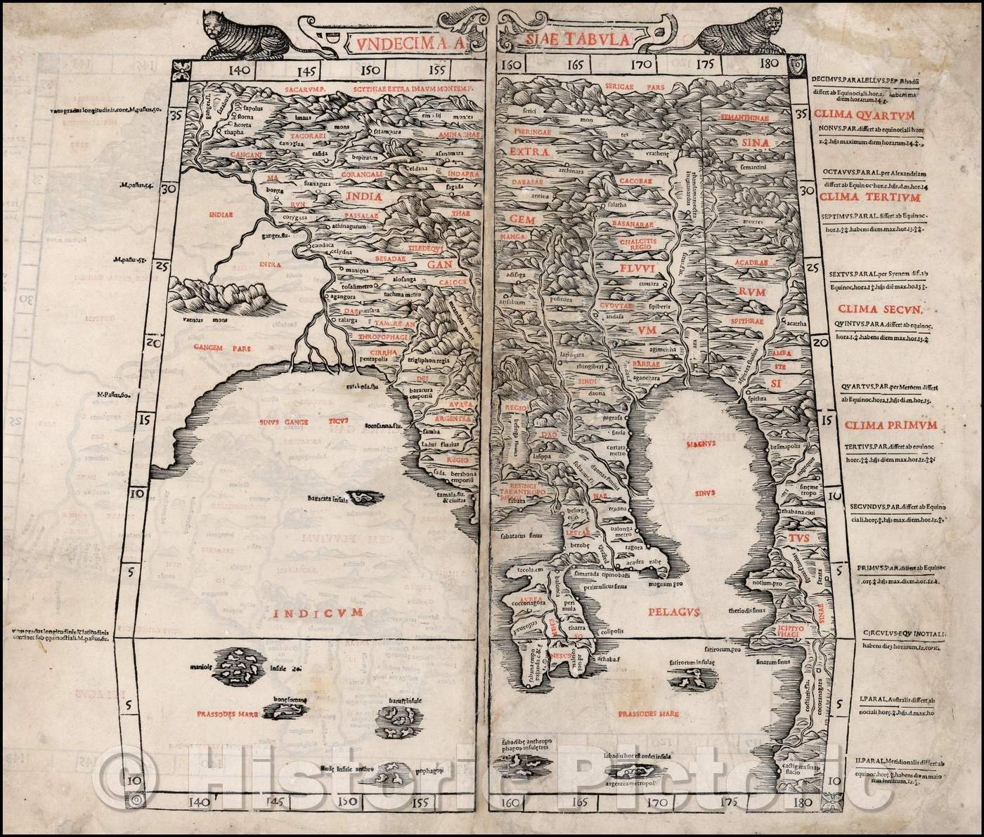 Historic Map - Undecima Asiae Tabula/Map of Southeast Asia, Based Upon Claudius Ptolemy, 1511, Bernardus Sylvanus - Vintage Wall Art