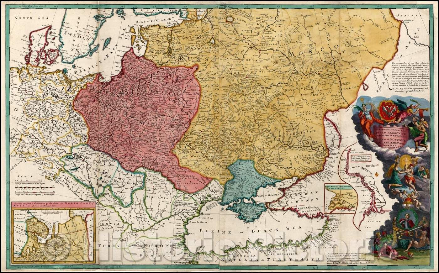 Historic Map - Moscovy, Poland, Little Tartary, and ye Black Sea, 1729, Herman Moll v2