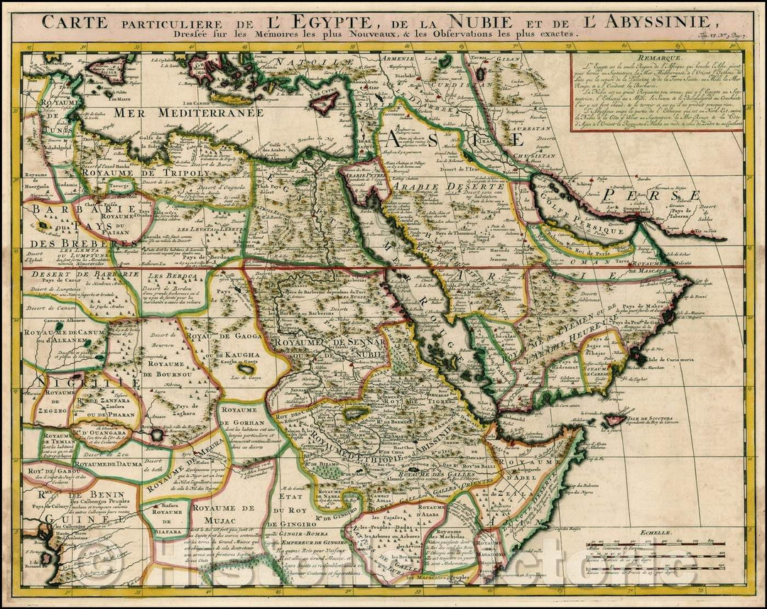 Historic Map - Carte Particuliere De L'Egypte, De La Nubie et de L'Abyssinie/Map of Cyprus, Asia Minor, Middle East,North Africa, 1711, Henri Chatelain - Vintage Wall Art