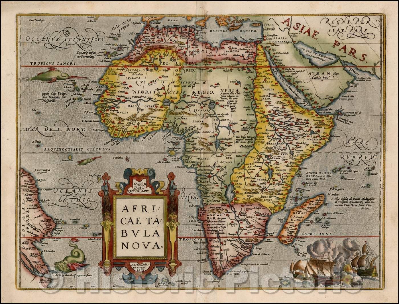 Historic Map - Africae Tabula Nova [1st edition!] / Map of Africa, 1570, Abraham Ortelius - Vintage Wall Art