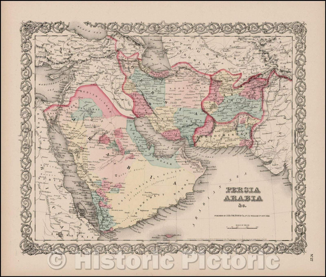 Historic Map - Persia Arabia, 1855, Joseph Hutchins Colton v1