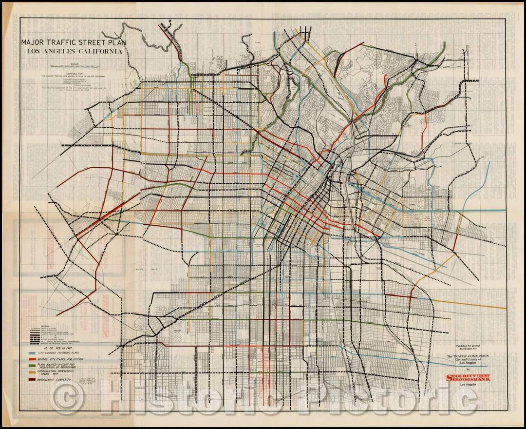 Historic Map - Major Traffic Street Plan Los Angeles California.The Committee On Los Angeles Plan of Major Highways. Frederick Law Olmsted, 1927 v1