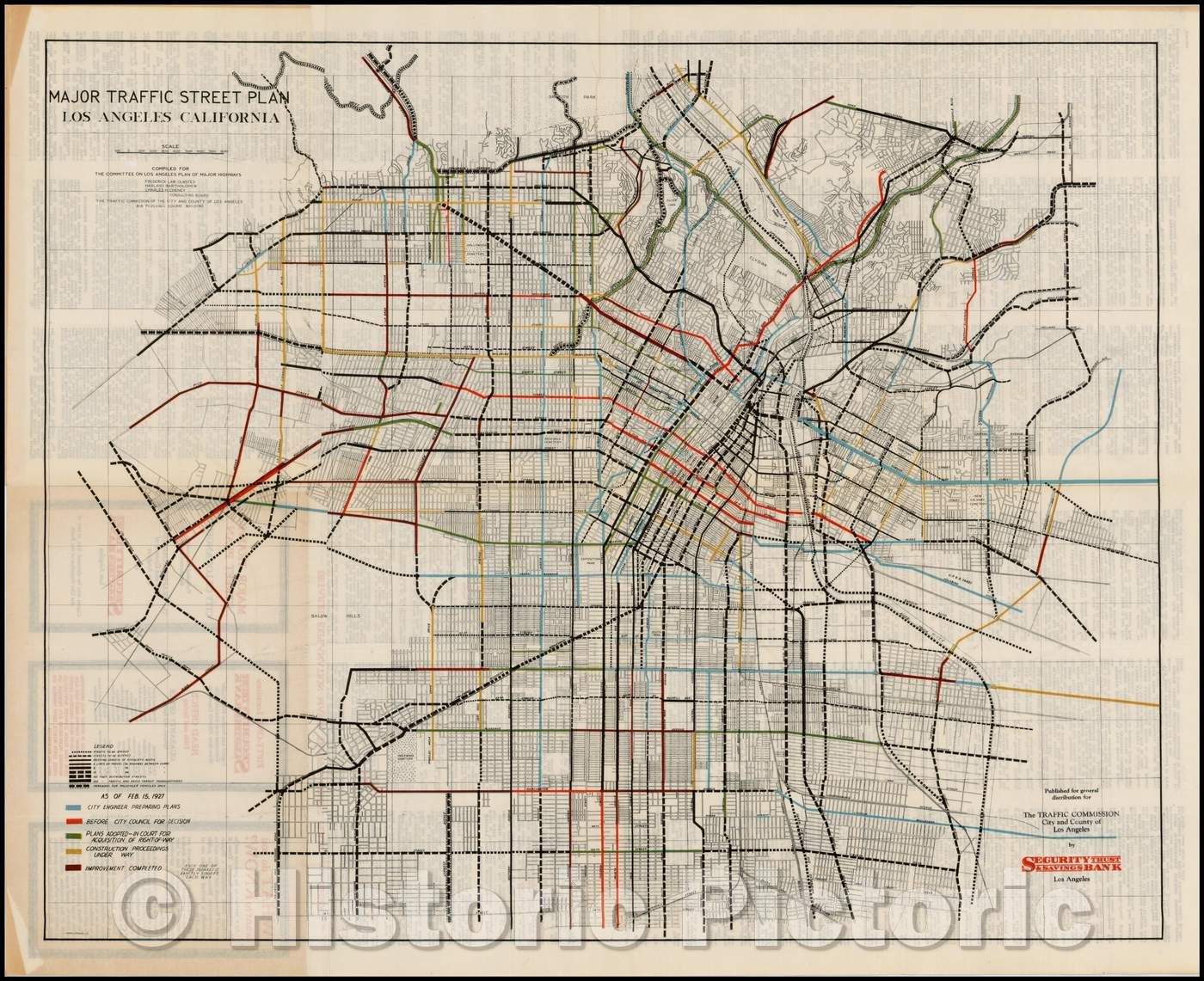 Historic Map - Major Traffic Street Plan Los Angeles California.The Committee On Los Angeles Plan of Major Highways. Frederick Law Olmsted, 1927 v1