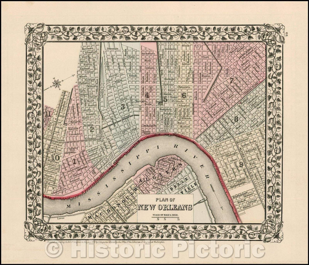 Historic Map - Plan of New Orleans, 1878, Samuel Augustus Mitchell Jr. v1