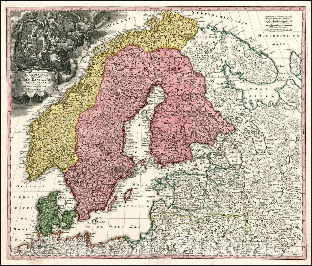 Historic Map - Scandinavia complectens Sueciae, Daniae & Norvegiae Regna ex Tabulis, 1720, Johann Baptist Homann v2