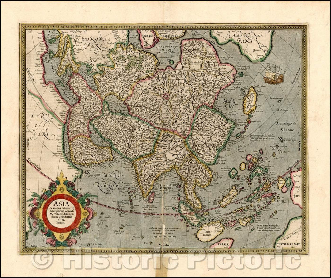 Historic Map - Asia ex magna orbis terre descriptionie Gerardi Mercatori Desumpta studio et industria, 1595, Gerhard Mercator v1