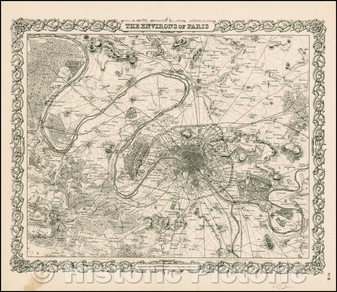 Historic Map - The Environs of Paris, 1864, Joseph Hutchins Colton v1