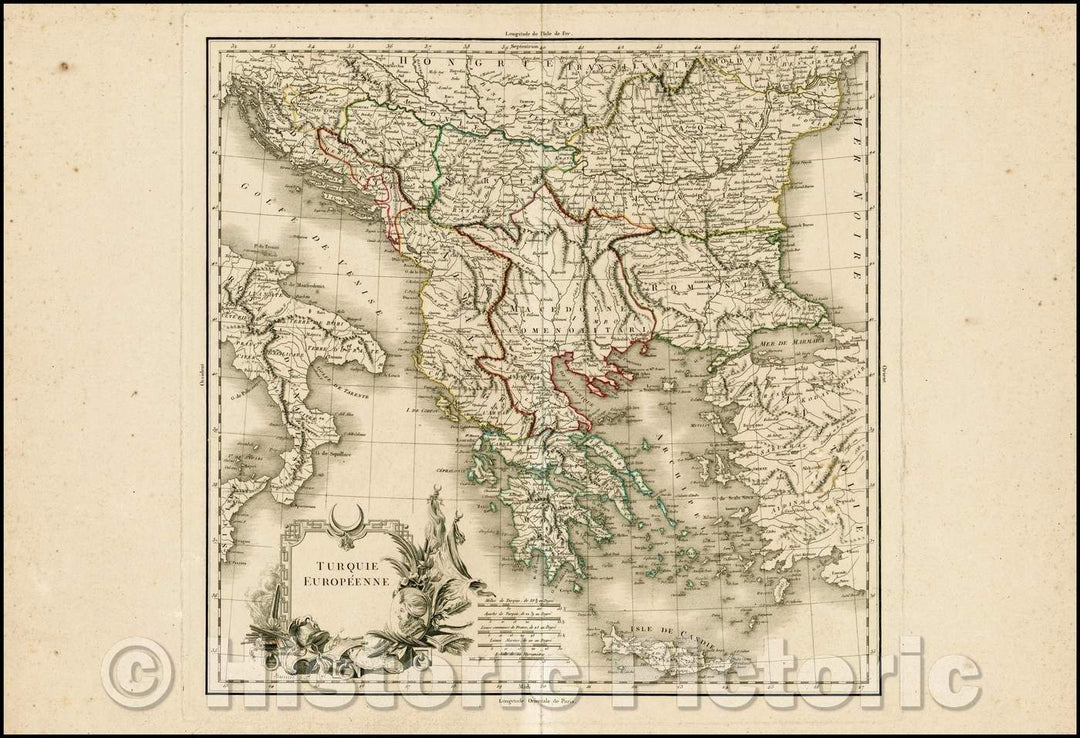 Historic Map - Turquie Europeene :: 18th Century of Turkey in Europe, Gulf of Venice and the Black Sea, Sicily, Crete the Southern Greek and Turkish Islands, 1790 - Vintage Wall Art