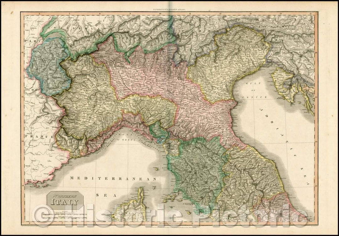 Historic Map - Northern Italy, 1812, John Pinkerton - Vintage Wall Art