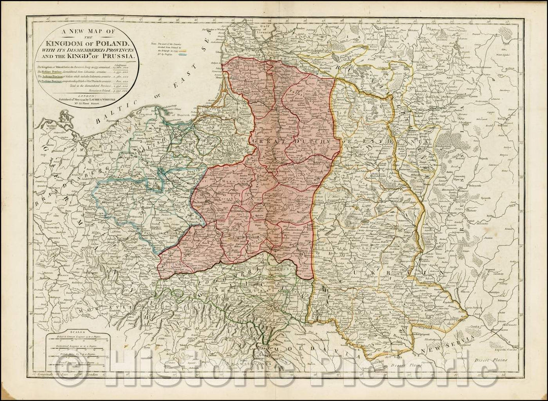 Historic Map - The Kingdom of Poland with its Dismembered Provinces and the Kingdm. Of Prussia, 1794, Laurie & Whittle v1