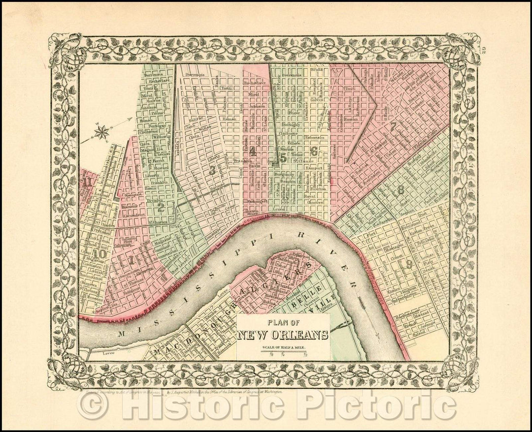 Historic Map - Plan of New Orleans, 1878, Samuel Augustus Mitchell Jr. v2