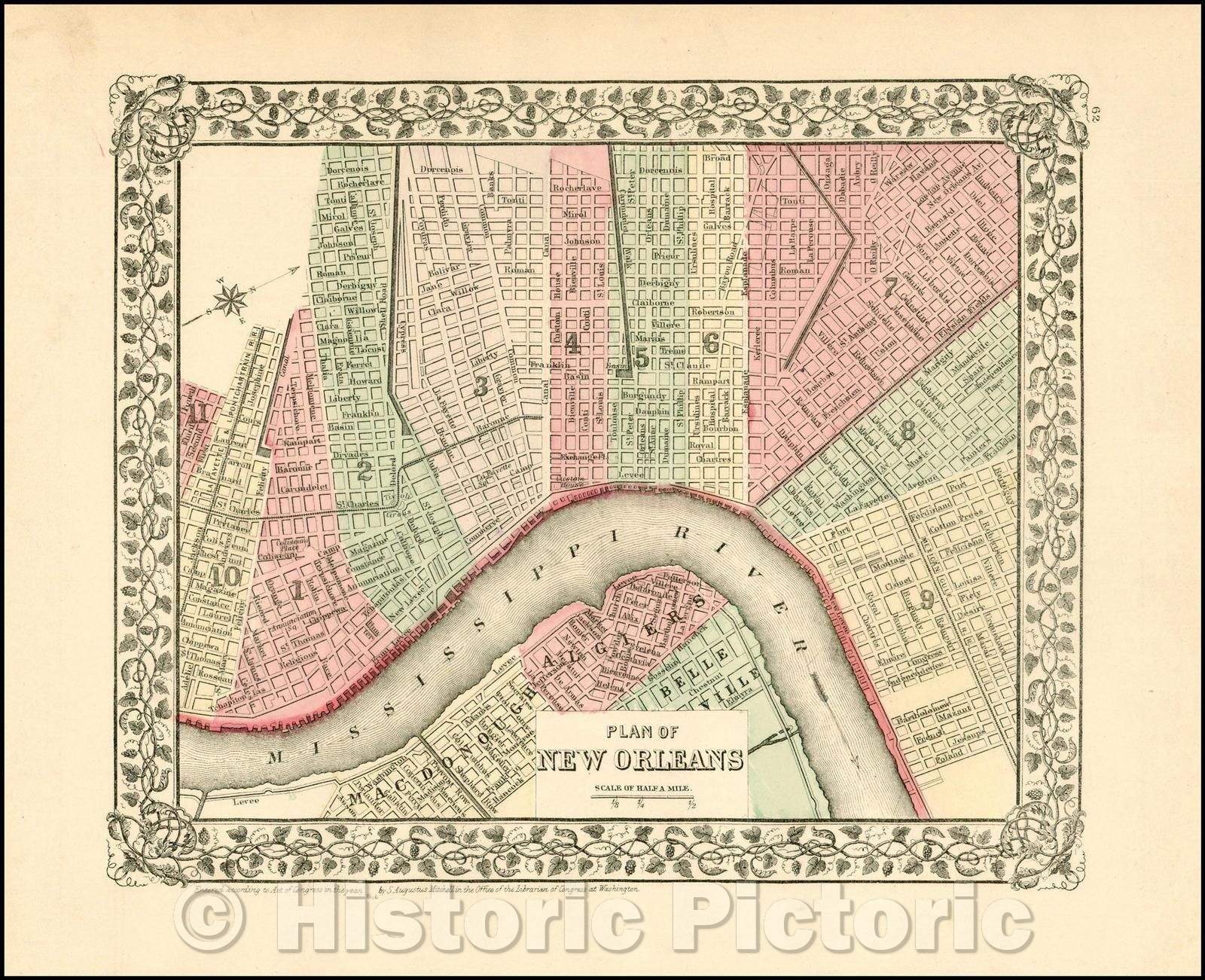 Historic Map - Plan of New Orleans, 1878, Samuel Augustus Mitchell Jr. v2