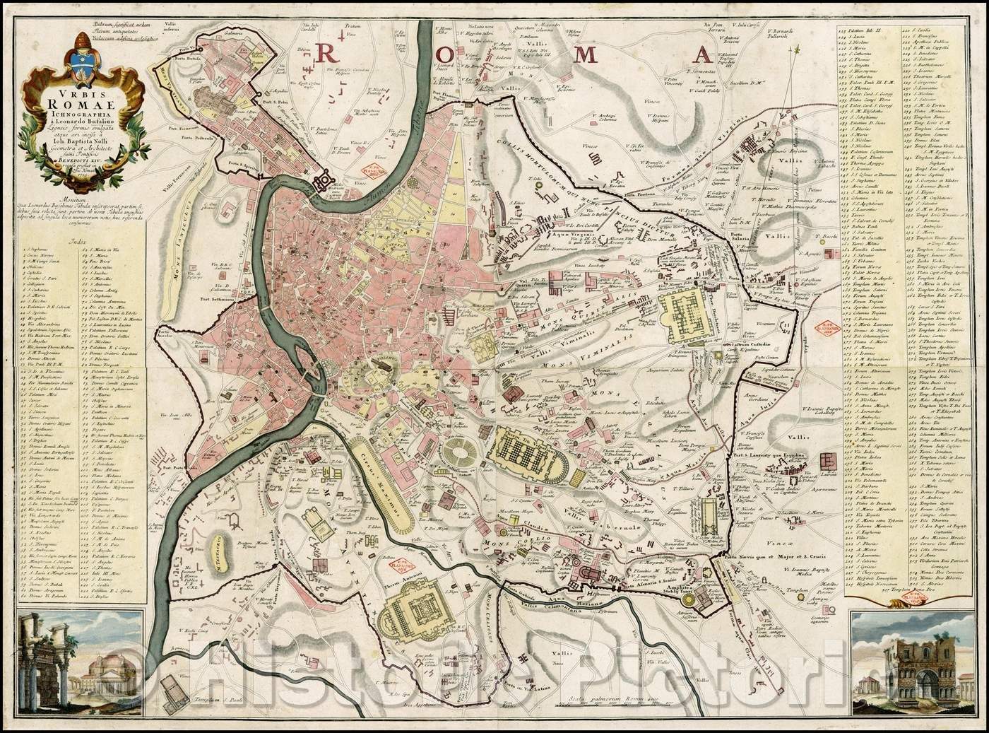 Historic Map - Urbis Romae Ichonographia a Leonardo Bufalino Ligneis formis evulgata atque aeri incisa :: 18th Century Leonardo Bufalino Plan of ancient Rome, 1755 - Vintage Wall Art