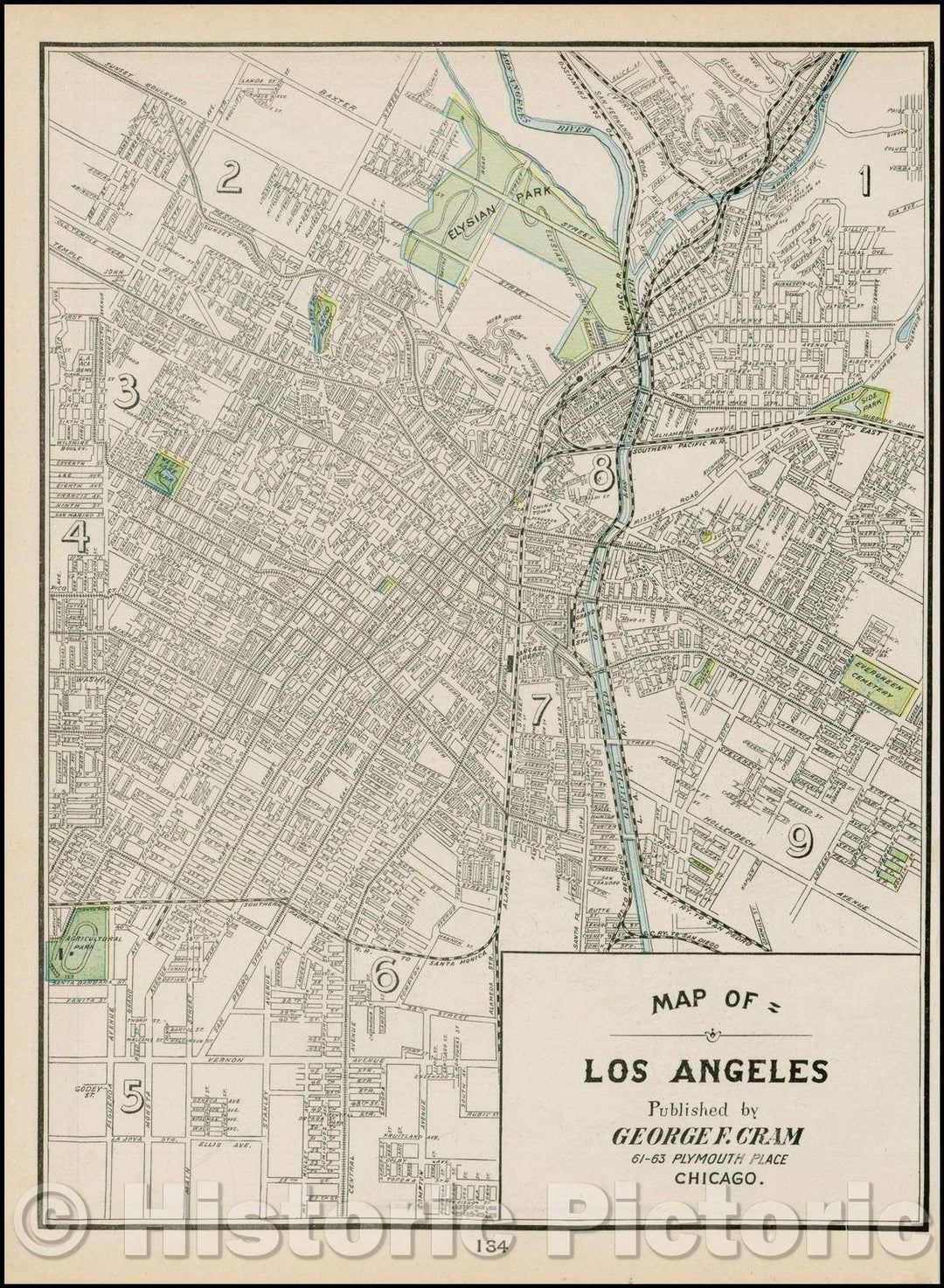 Historic Map - Map of Los Angeles, 1899, George F. Cram v1