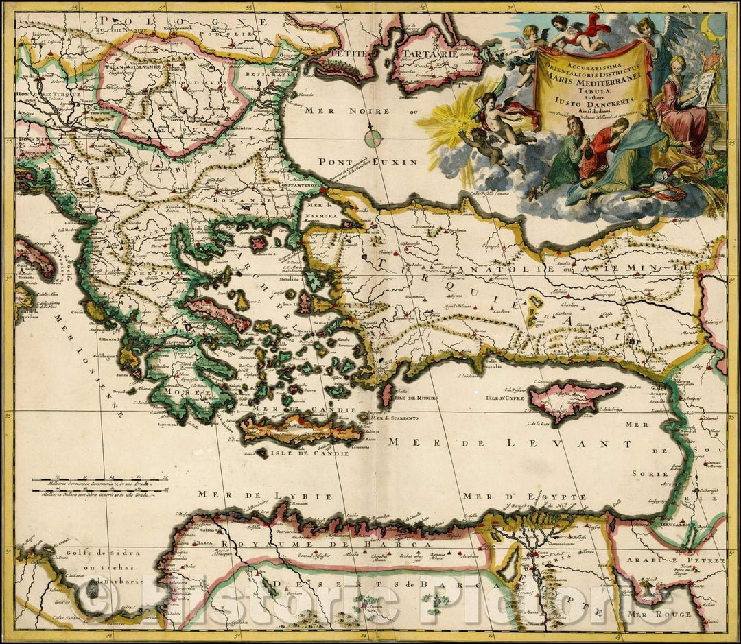 Historic Map - Accuratissima Orientalioris Districtus Maris Mediterranei :: Eastern Mediterranean, centered on Greece, Asia Minor and the Holy Land, 1690 - Vintage Wall Art