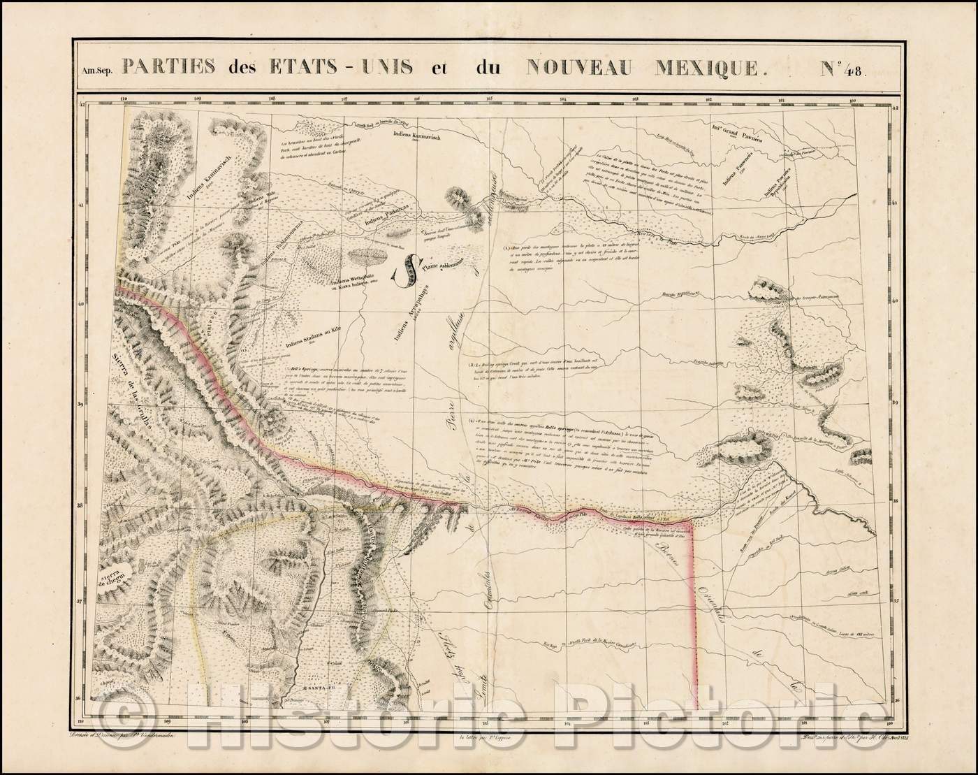 Historic Map - Am. Sep. No. 48. Partie des Etats-Unis et du Noveau Mexique Colorado, Kansas, Nebraska, Texas, New Mexico and Oklahoma, 1825 v1