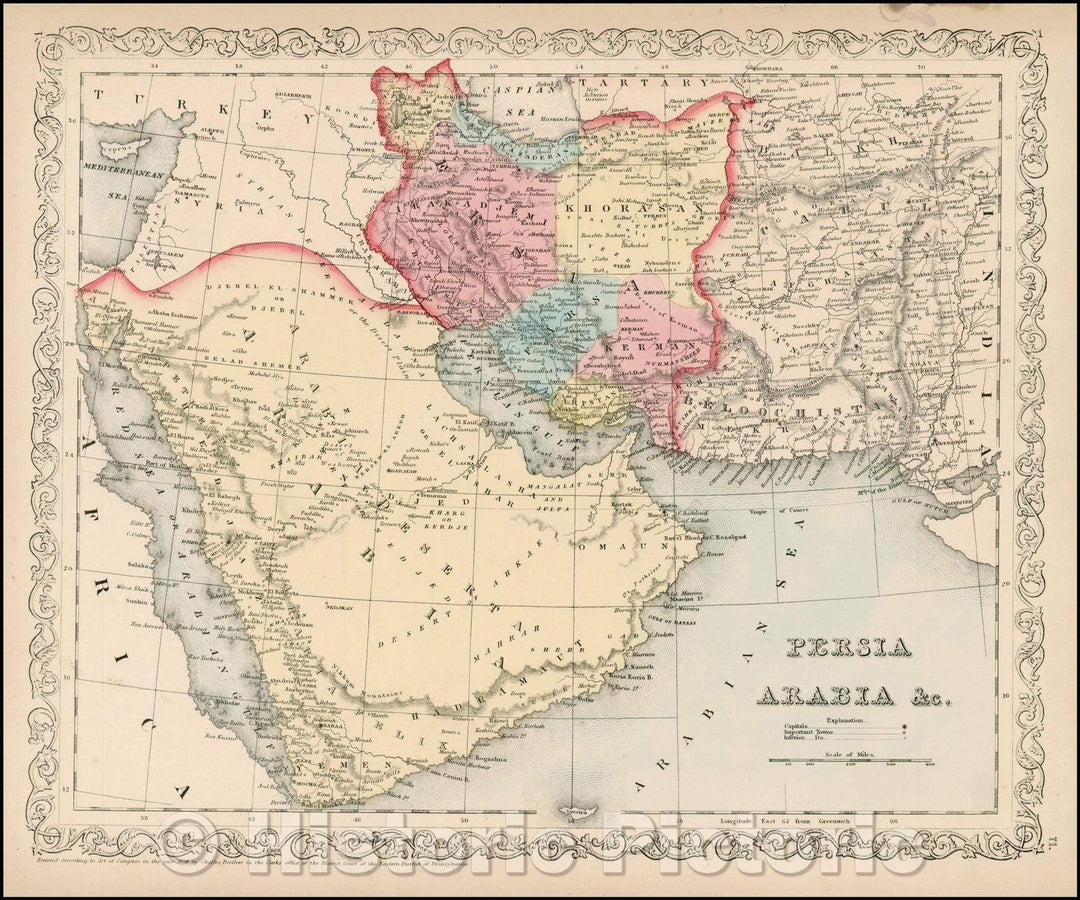 Historic Map - Persia Arabia, 1858, Charles Desilver - Vintage Wall Art