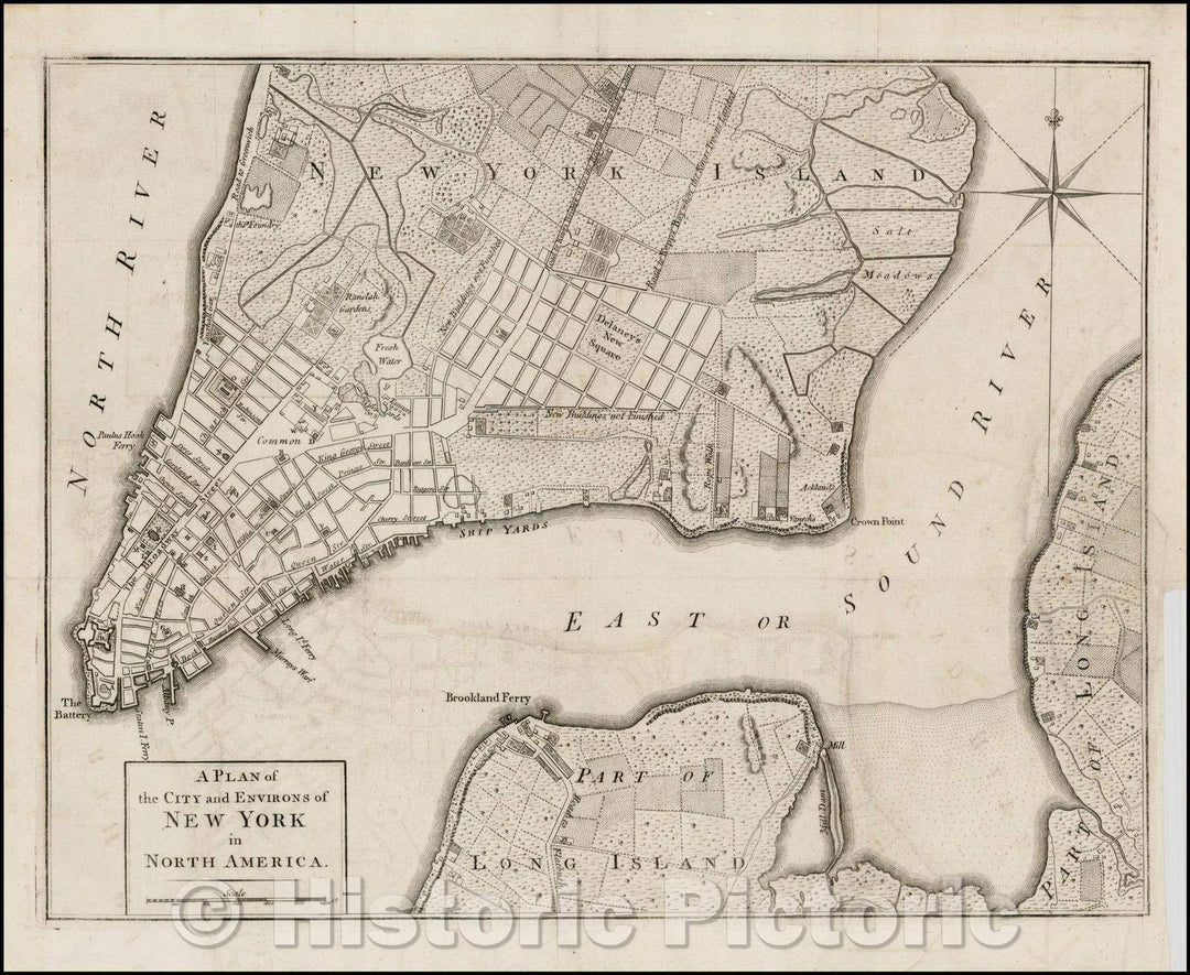 Historic Map - A Plan of the City and Environs of New York In North America, 1776, Universal Magazine - Vintage Wall Art