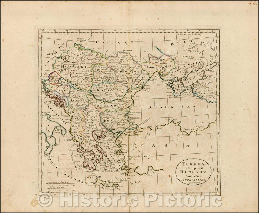 Historic Map - Turkey in Europe and Hungary; from the best Authorities, 1785, William Guthrie - Vintage Wall Art